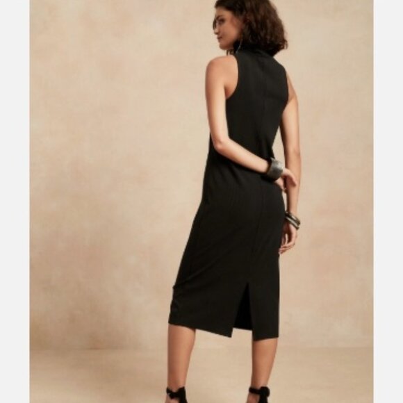 NWT Banana Republic Mock-Neck Midi Dress black ribbeed size small new - Picture 3 of 4